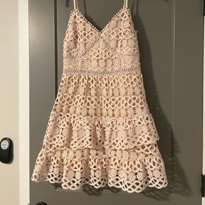 Nude and blush pink crochet lace dress